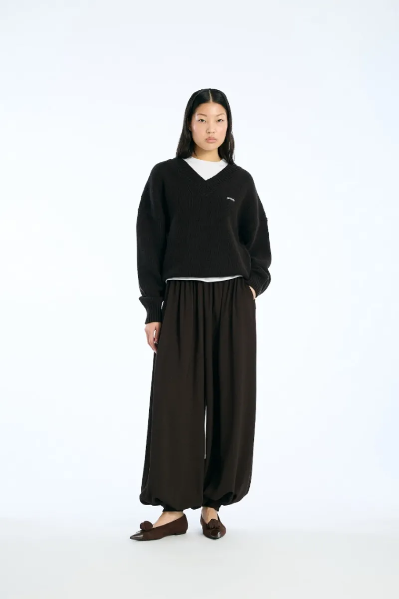 Pants-ROTATE Birger Christensen Balloon Pleated Pants Dark Brown Molé color