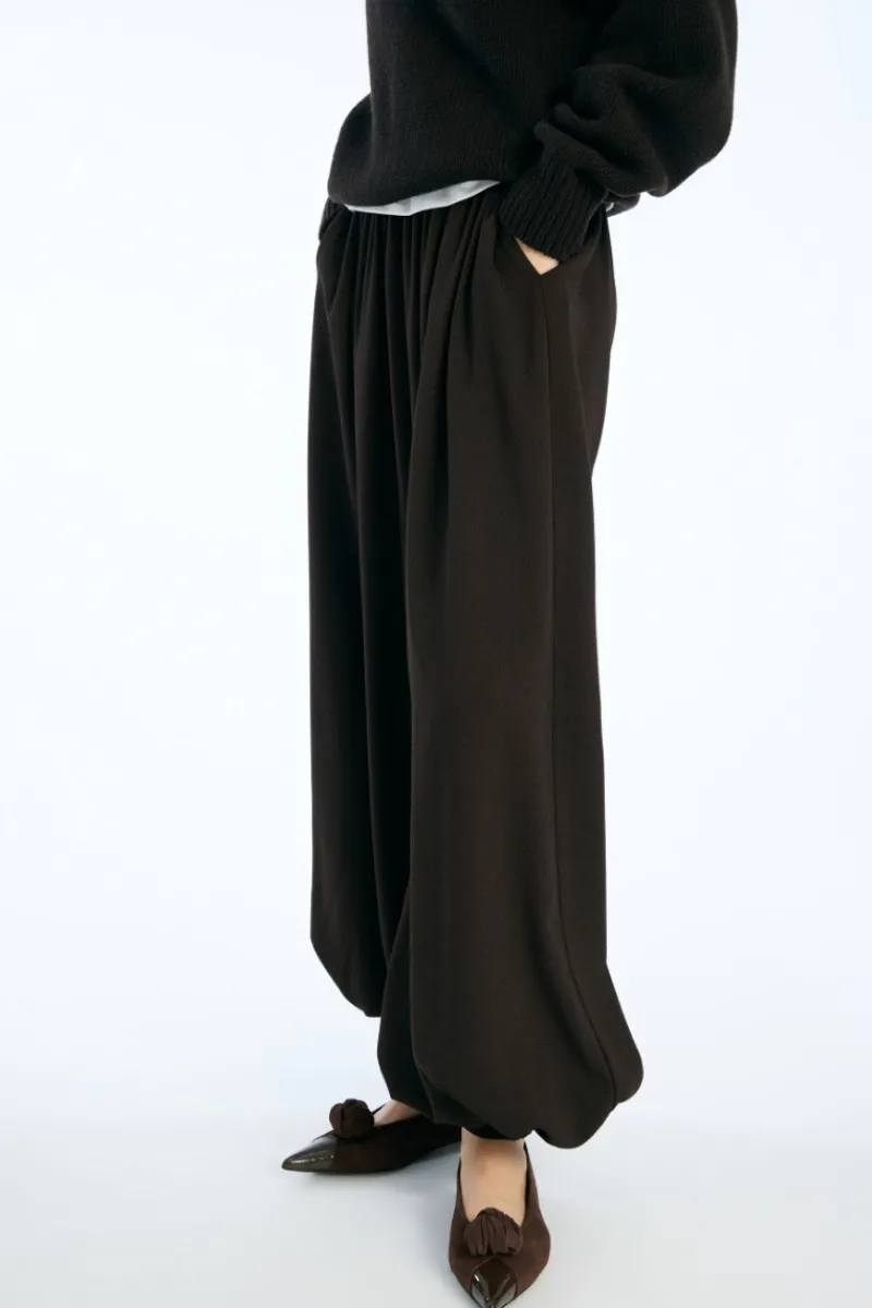 Pants-ROTATE Birger Christensen Balloon Pleated Pants Dark Brown Molé color