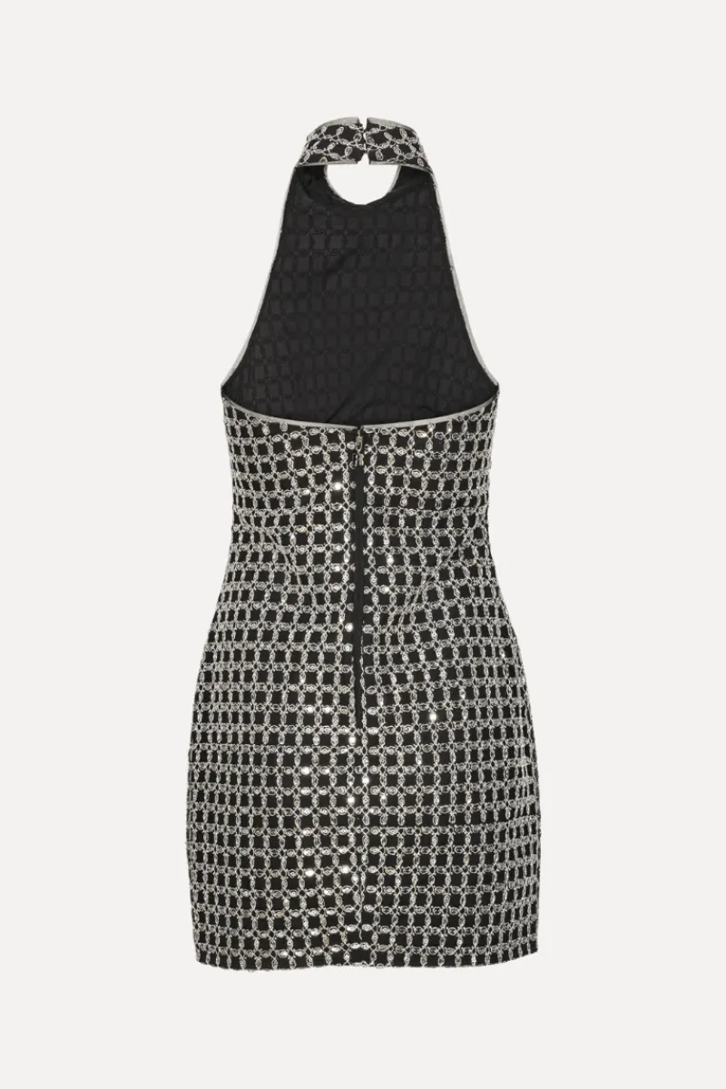 Sequins|Dresses-ROTATE Birger Christensen Beaded Halterneck Dress Black Black color