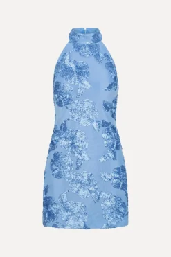 Mini Dresses|Dresses-ROTATE Birger Christensen Beaded Halterneck Dress Blue Hydrangea (Blue) color