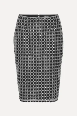 Skirts-ROTATE Birger Christensen Beaded Long Mini Skirt Black Black color