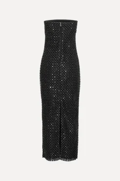 Sequins|Maxi Dress-ROTATE Birger Christensen Beaded Maxi Tube Dress Black Black color