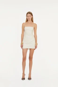Bridal|Sequins-ROTATE Birger Christensen Beaded Mini Dress White Egret color
