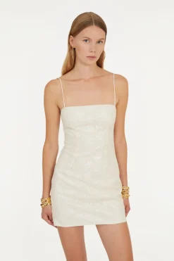 Bridal|Sequins-ROTATE Birger Christensen Beaded Mini Dress White Egret color