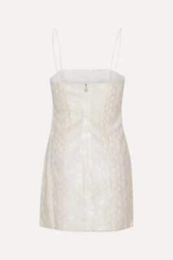 Bridal|Sequins-ROTATE Birger Christensen Beaded Mini Dress White Egret color