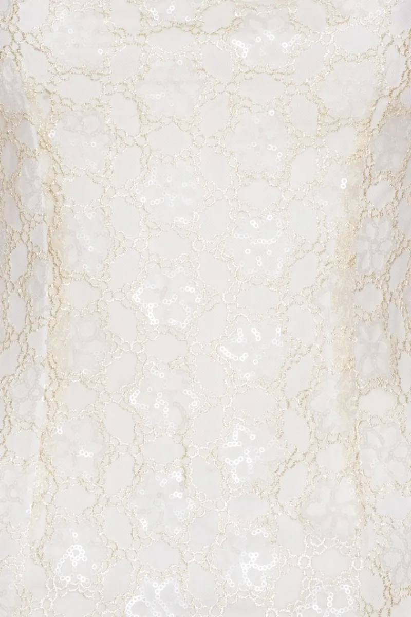 Bridal|Sequins-ROTATE Birger Christensen Beaded Mini Dress White Egret color