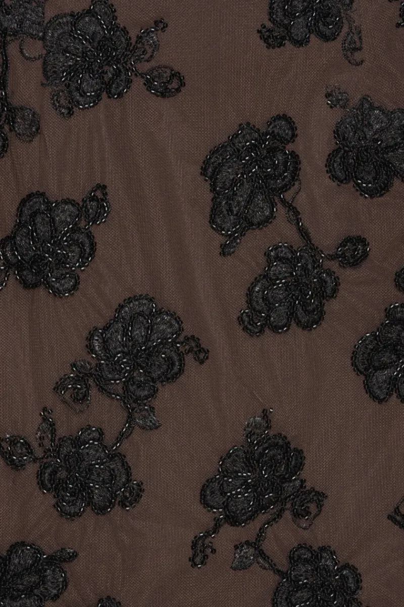 Skirts-ROTATE Birger Christensen Beaded Mini Skirt Dark Brown Molé Comb. color