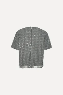 Tops-ROTATE Birger Christensen Beaded Oversized Top Grey Castor Gray color