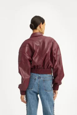 Outerwear-ROTATE Birger Christensen Bomber Jacket Bordeaux Zinfandelcolor