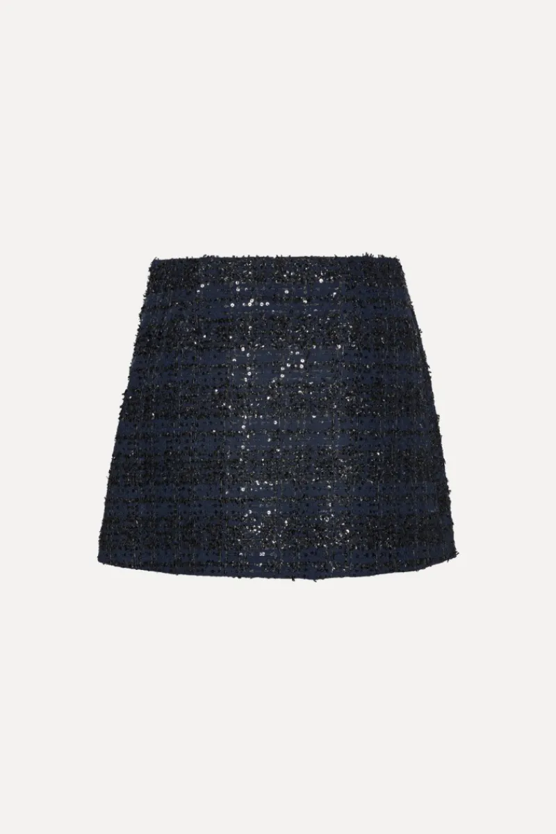 Skirts-ROTATE Birger Christensen Boucle Mini Skirt Dark Blue Navy Blazer color