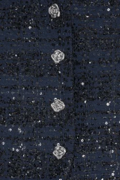 Outerwear-ROTATE Birger Christensen Boucle Short Jacket Dark Blue Navy Blazer color