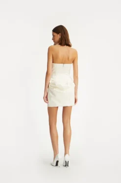 Bridal|Mini Dresses-ROTATE Birger Christensen Bustier Mini Dress Creme White Egret color