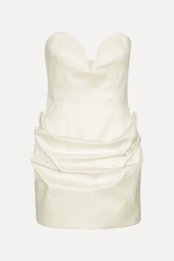 Bridal|Mini Dresses-ROTATE Birger Christensen Bustier Mini Dress Creme White Egret color