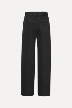 Pants-ROTATE Birger Christensen Button Detail Wide Jeans Black Black Denim color