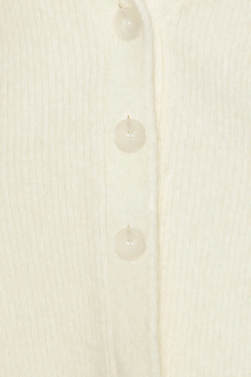 Knitwear|Tops-ROTATE Birger Christensen Cardigan W/ Peplum Creme Egret color