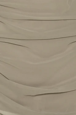 Skirts-ROTATE Birger Christensen Chiffon Draped Skirt Taupe Driftwood color