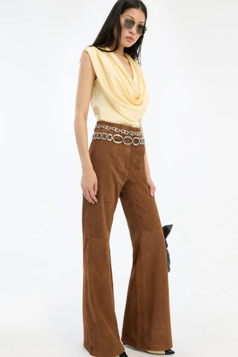 Tops-ROTATE Birger Christensen Chiffon Waterfall Top Yellow Italian Straw color