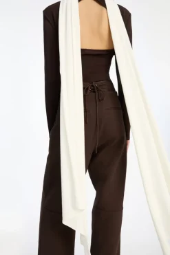 Pants-ROTATE Birger Christensen Corset Suiting Pants Dark Brown CHICORY COFFEE color