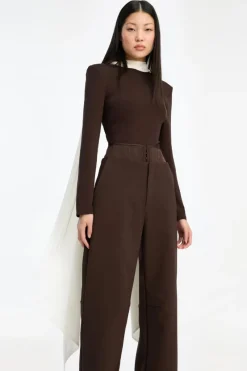 Pants-ROTATE Birger Christensen Corset Suiting Pants Dark Brown CHICORY COFFEE color