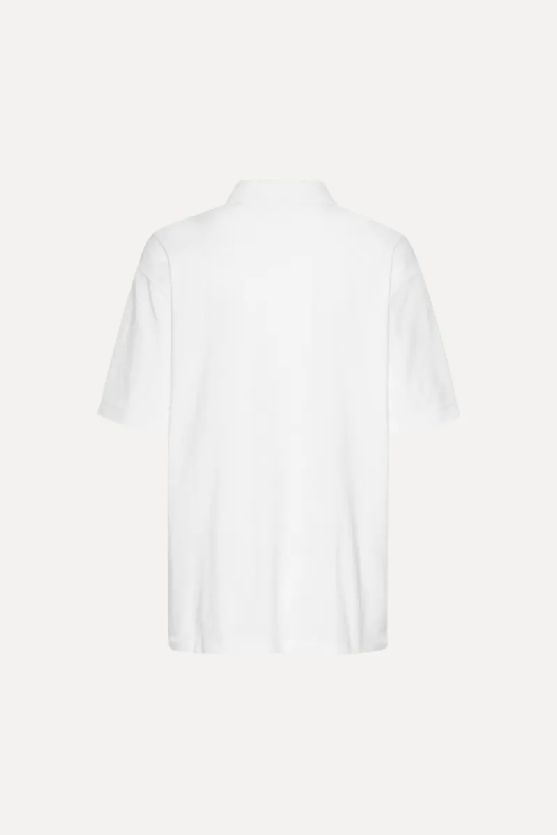 Tops-ROTATE Birger Christensen Cotton Short Sleeve Polo Bright White Bright White color