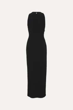 Midi Dresses|Dresses-ROTATE Birger Christensen Crepe Button Dress Black Black color