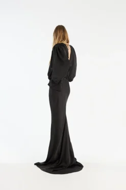 Maxi Dress|Dresses-ROTATE Birger Christensen Crepe De Chine Maxi Dress Black Black color