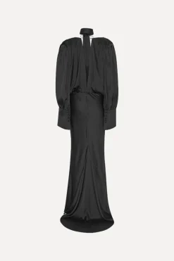 Maxi Dress|Dresses-ROTATE Birger Christensen Crepe De Chine Maxi Dress Black Black color