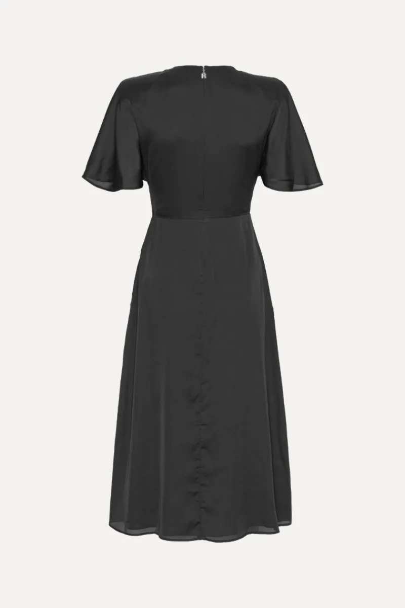Midi Dresses|Dresses-ROTATE Birger Christensen Crepe De Chine Midi Dress Black Black color