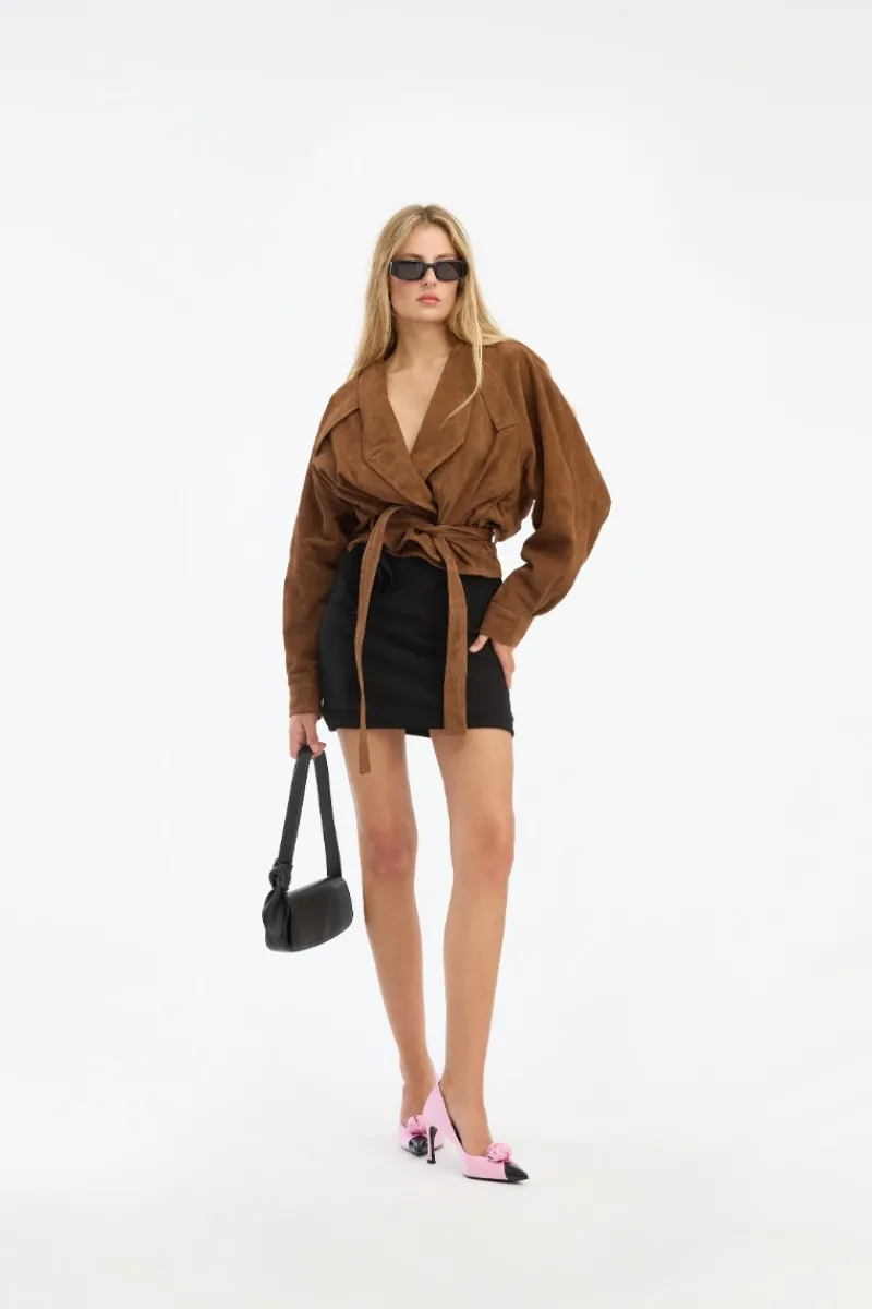 Skirts-ROTATE Birger Christensen Crepe Mini Flower Skirt Black Black color