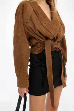 Skirts-ROTATE Birger Christensen Crepe Mini Flower Skirt Black Black color