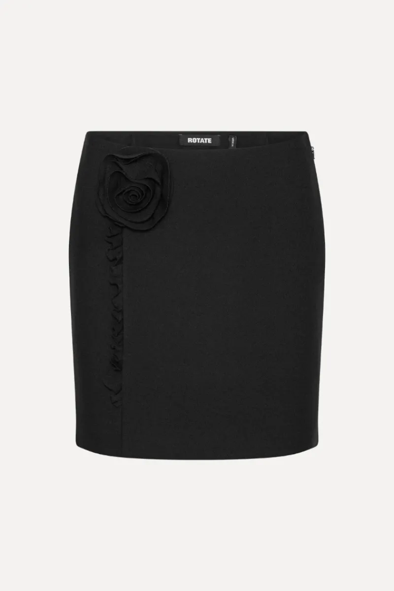Skirts-ROTATE Birger Christensen Crepe Mini Flower Skirt Black Black color