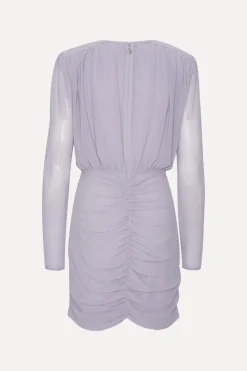 Mini Dresses|Dresses-ROTATE Birger Christensen Crepe Mini Gathered Dress Purple Lavender Aura color