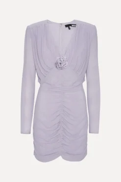 Mini Dresses|Dresses-ROTATE Birger Christensen Crepe Mini Gathered Dress Purple Lavender Aura color