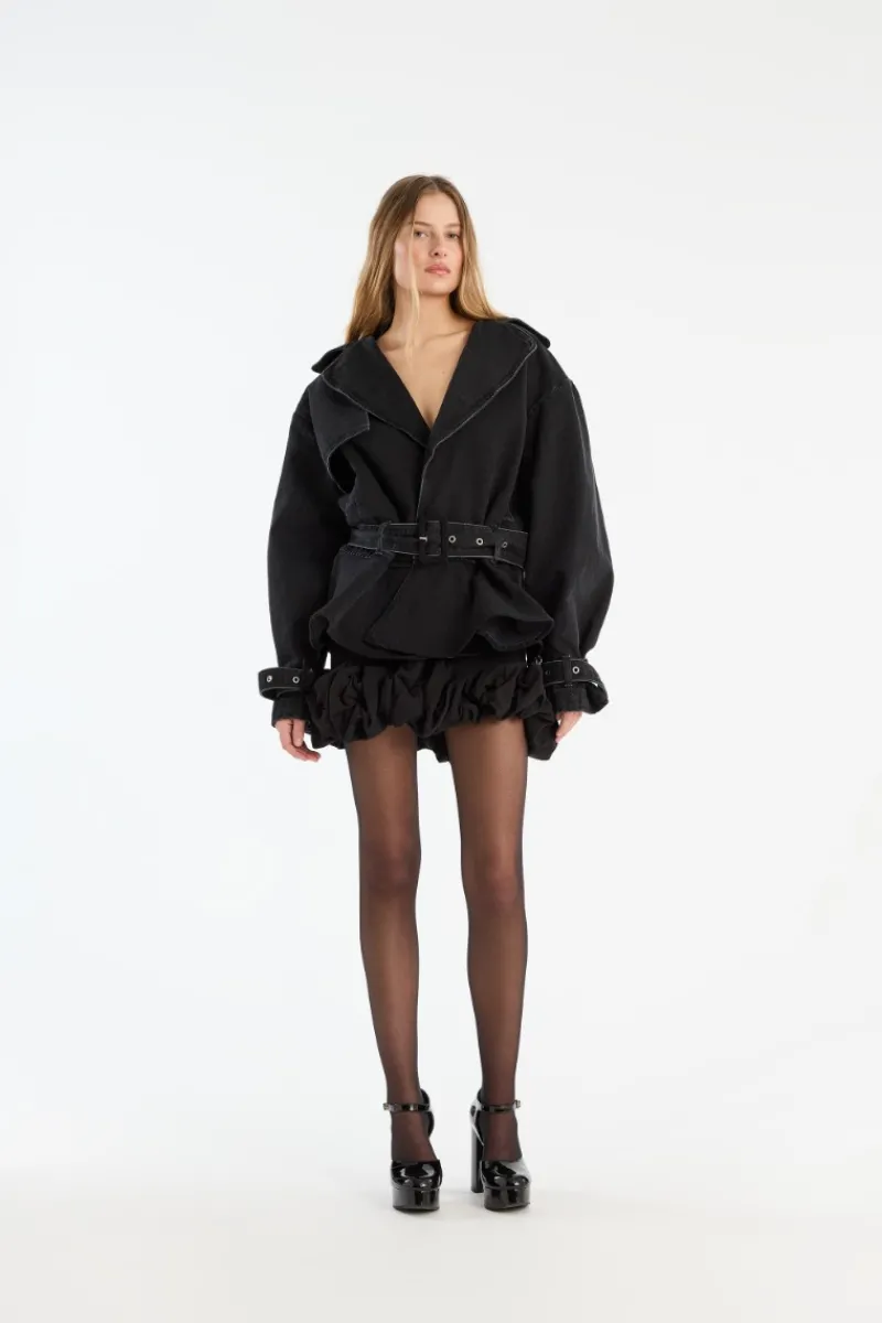 Skirts-ROTATE Birger Christensen Crepe Mini Skirt Black Black color