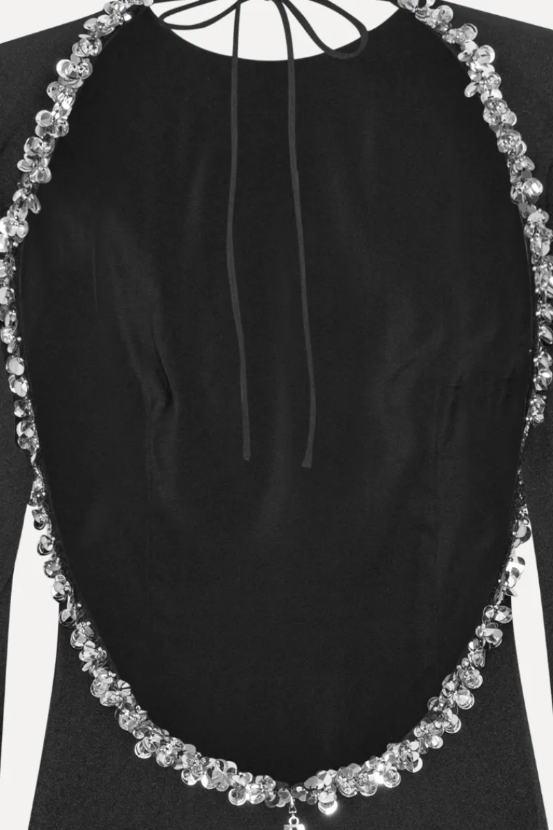 Maxi Dress|Dresses-ROTATE Birger Christensen Crepe Open Back Dress Black Black color