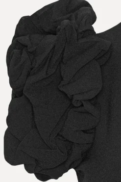 Midi Dresses|Dresses-ROTATE Birger Christensen Crepe Puffy Midi Dress Black Black color