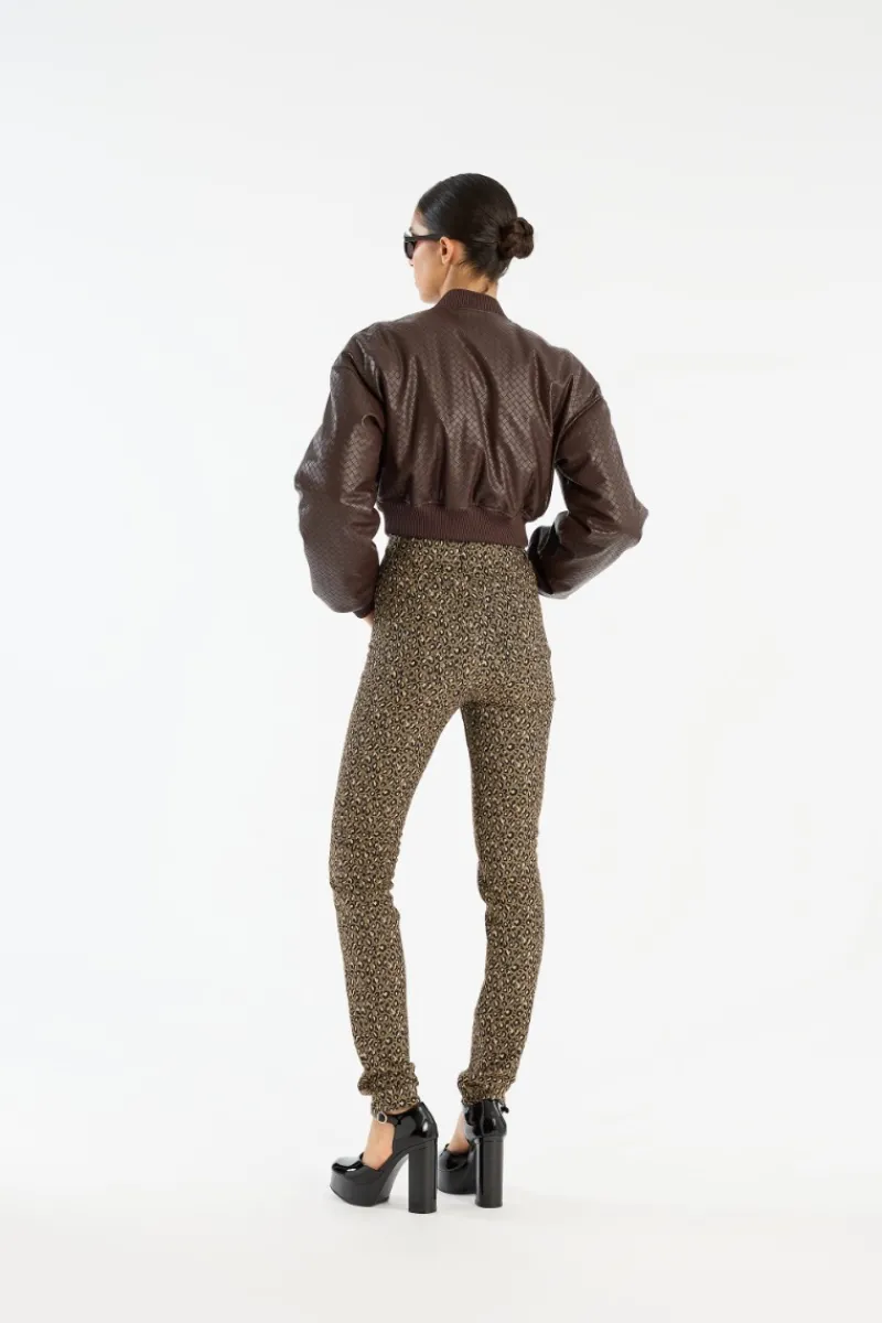 Outerwear-ROTATE Birger Christensen Cropped Puffer Jacket Dark Brown CHICORY COFFEE color