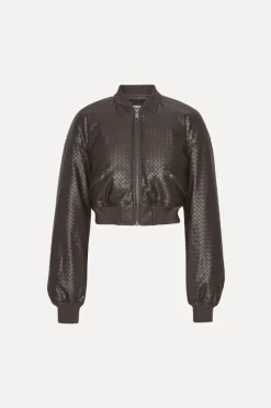 Outerwear-ROTATE Birger Christensen Cropped Puffer Jacket Dark Brown CHICORY COFFEE color