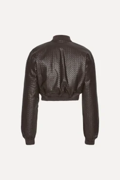 Outerwear-ROTATE Birger Christensen Cropped Puffer Jacket Dark Brown CHICORY COFFEE color