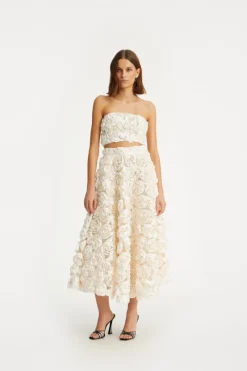 Bridal|Tops-ROTATE Birger Christensen Cropped Top Creme White Egret color