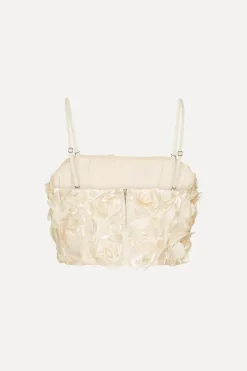 Bridal|Tops-ROTATE Birger Christensen Cropped Top Creme White Egret color