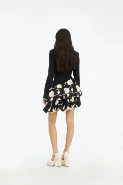 Mini Dresses|Dresses-ROTATE Birger Christensen 3d Flower Bubble Dress Black 1000 Black Comb. color