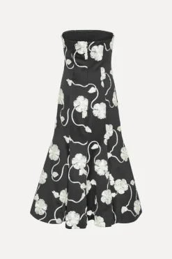 Dresses|Midi Dresses-ROTATE Birger Christensen 3d Flower Midi Dress Black 1000 Black Comb. color