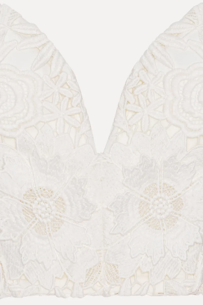 Bridal|Tops-ROTATE Birger Christensen 3d Lace Corset Top White Egret color