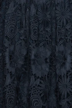 Midi Dresses|Dresses-ROTATE Birger Christensen 3d Lace Flared Midi Dress Dark Blue Navy Blazer color