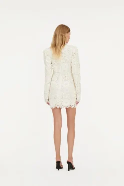 Bridal|Mini Dresses-ROTATE Birger Christensen 3d Lace Ls Mini Dress Egret color