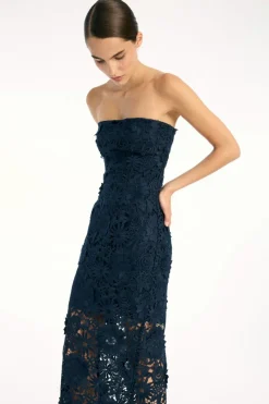 Midi Dresses|Dresses-ROTATE Birger Christensen 3d Lace Midi Dress Dark Blue Navy Blazer color