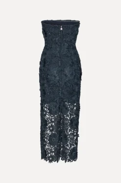Midi Dresses|Dresses-ROTATE Birger Christensen 3d Lace Midi Dress Dark Blue Navy Blazer color