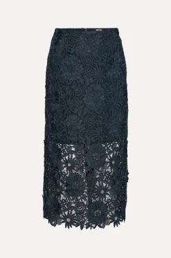 Skirts-ROTATE Birger Christensen 3d Lace Pencil Skirt Dark Blue Navy Blazer color