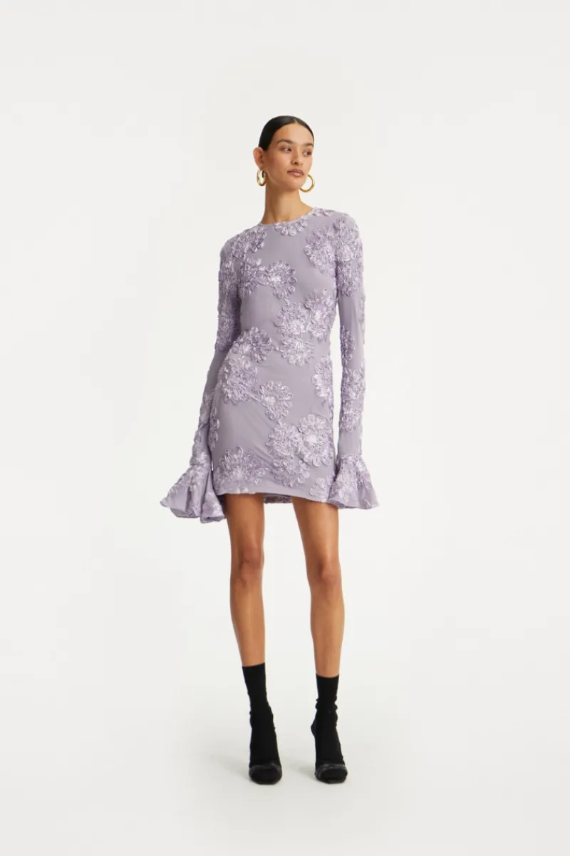 Mini Dresses|Dresses-ROTATE Birger Christensen 3d Mesh Mini Dress Purple Lavender Aura color